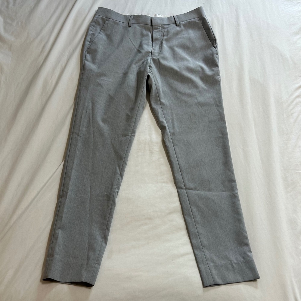 boohooMAN Mens Super‎ Skinny Fit Dress Pants Light Grey 32S Stretch Trousers